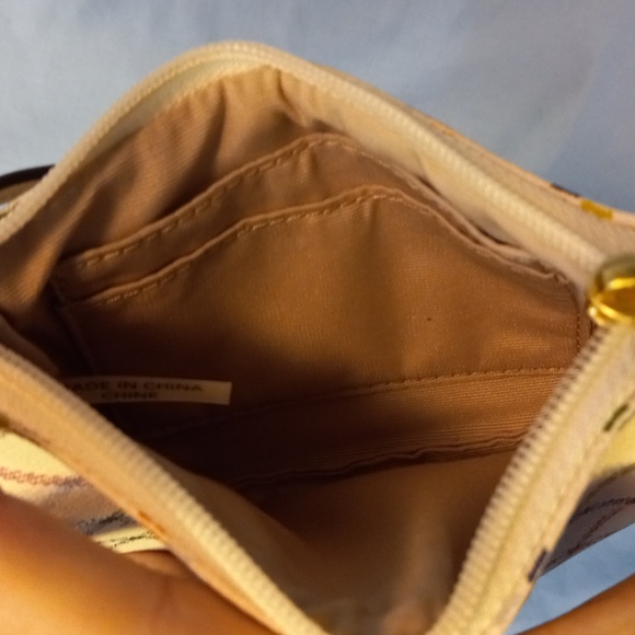 Cream and Plaid small wristlet wallet - Picture 3 of 5